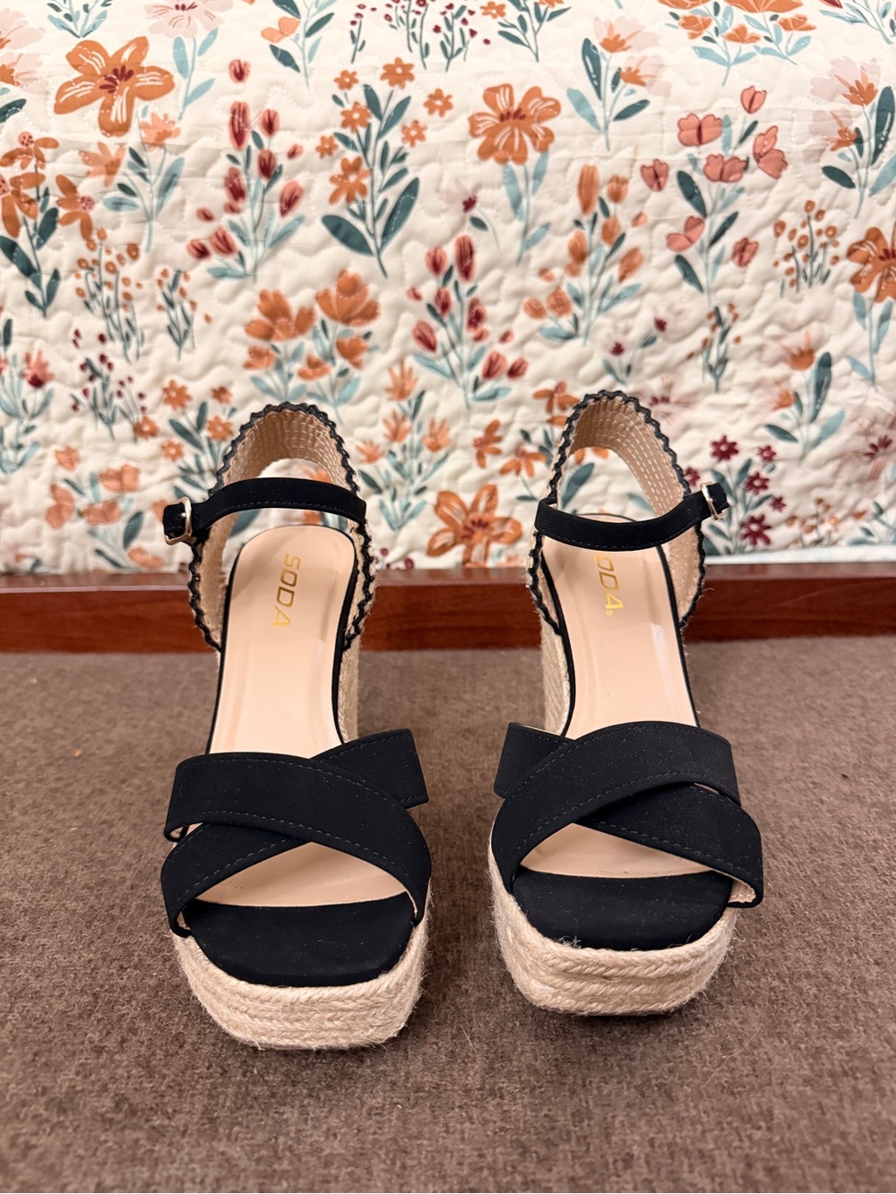 SODA Black Platform Espadrille Sandals - Women